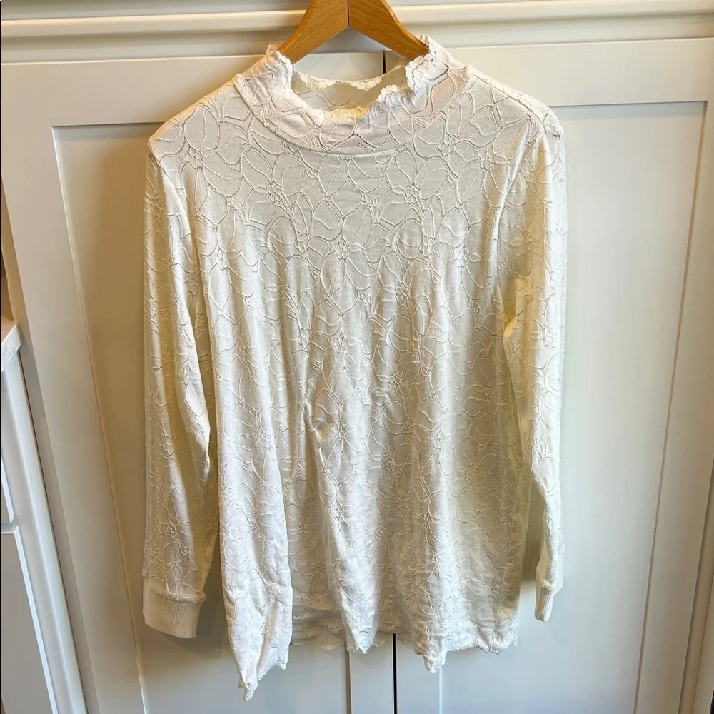 Soft Surroundings Camarra Lace Mock Neck Tunic Blouse XL Feminine Cottagecore - Picture 15 of 15